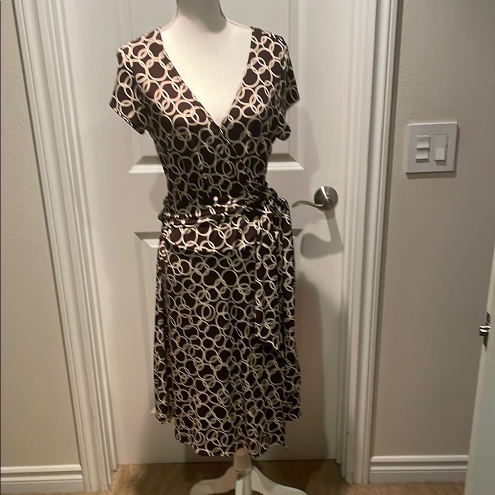 AGB Brown and Tan Asymmetrical Dress
